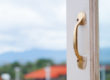 steel vs fiberglass doors, door handle close up