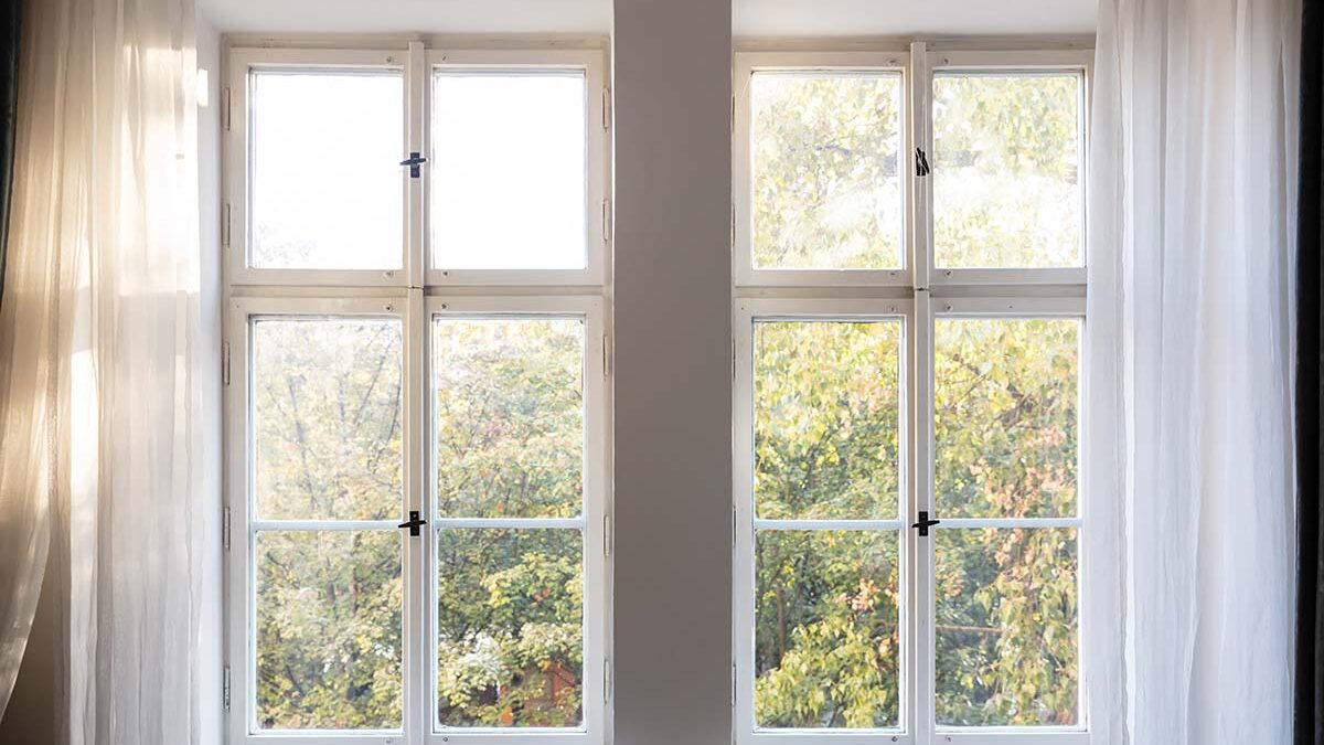 windows with sun coming through