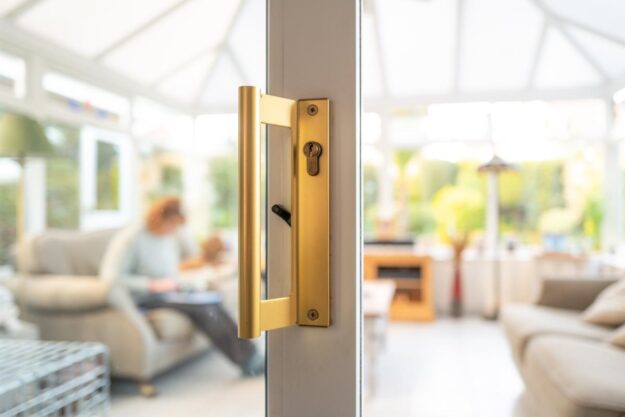 3 Ways to Clean Rust Off Your Sliding Doors a sliding patio door handle that has been cleaned free of rust