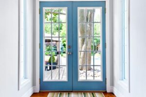 a beautiful blue door fiberglass entry doors in Baltimore MD