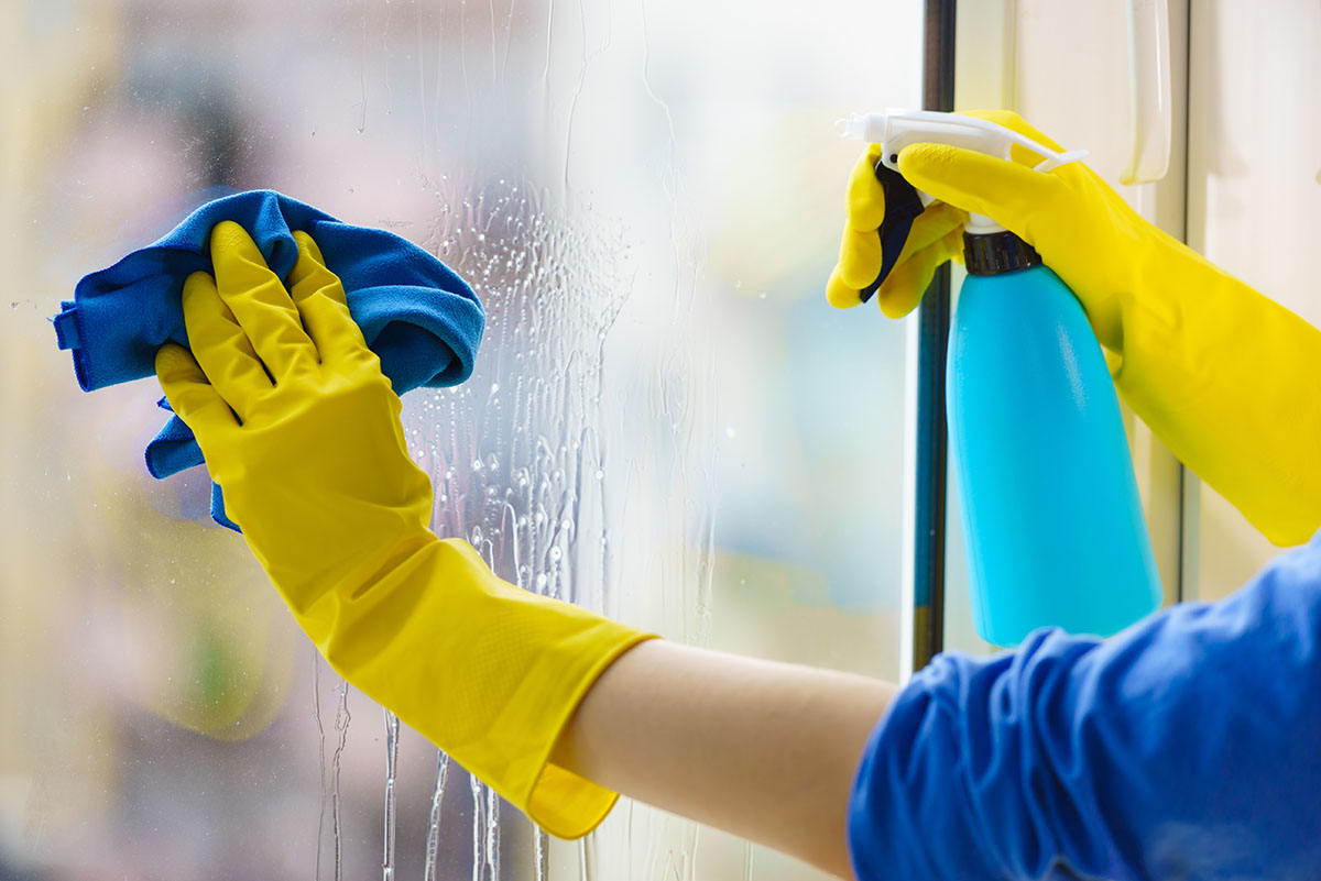 How Often Should I Clean My Outside Windows a woman cleans her outside windows