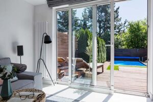 view of patio door from inside looking out 