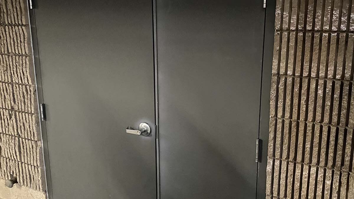 steen entry door on outside of building