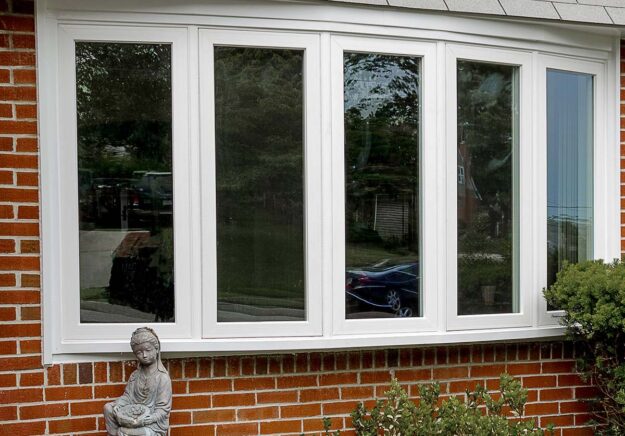 exterior view of newly installed bow windows