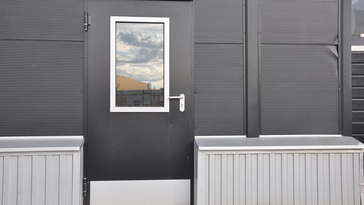 a newly installed commercial door