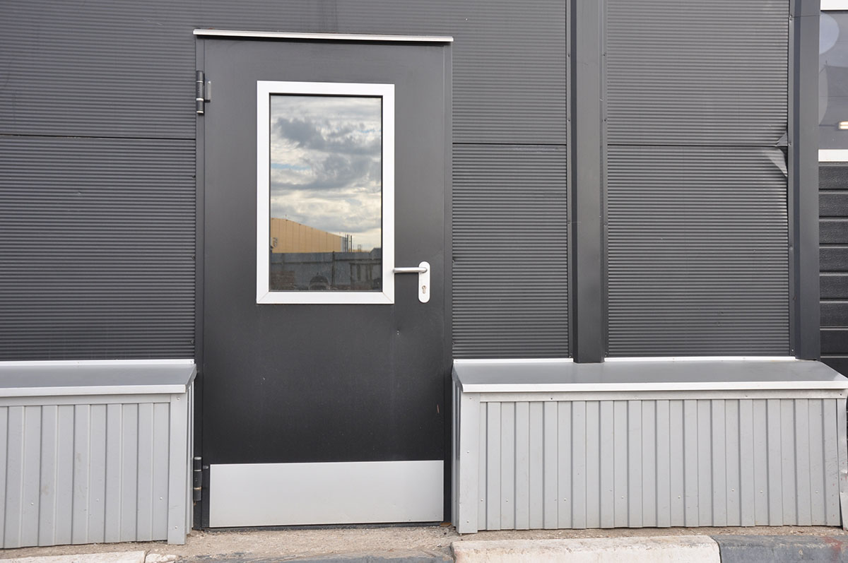 a newly installed commercial door