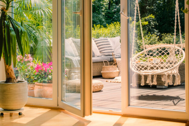 Patio doors opening to deck