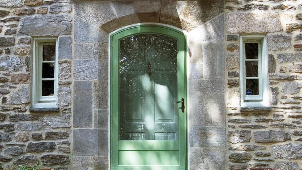 an aluminum door at the entryway of a home