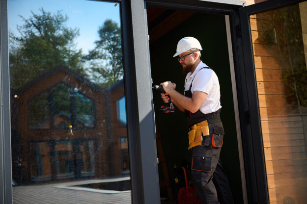Installing-a-Storm-Door-Yourself-Is-It-Worth-It- a professional installs a new storm door